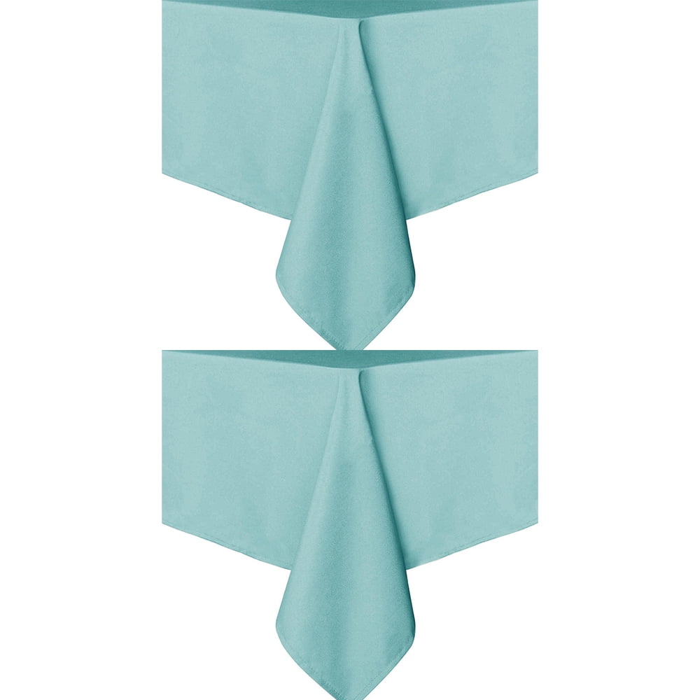 Set of 2 Stain and Wrinkle Resistant Fitable Aqua Table Cloth Rectangle 60x120 Inch, Reusable and Washable Polyester Fabric Table Covers for Party, Wedding and Banquet Decoration