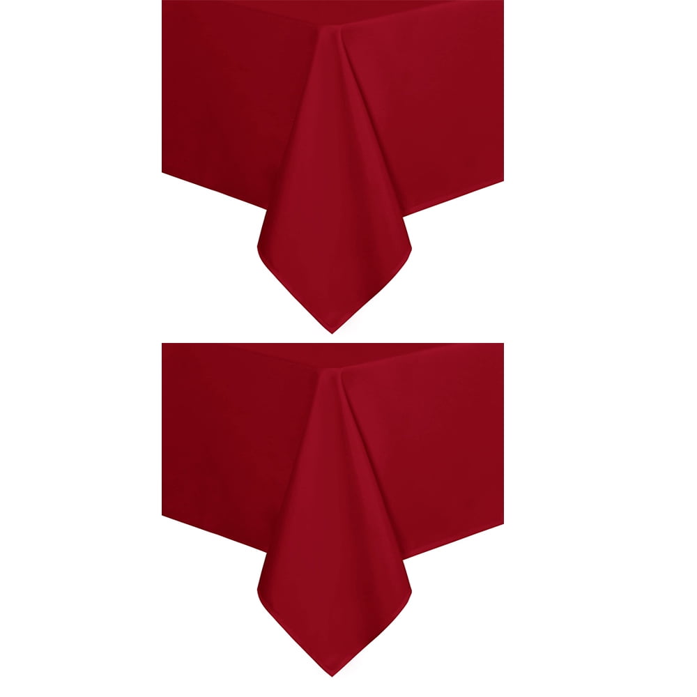 Set of 2 Stain and Wrinkle Resistant Fitable Red Table Cloth Square 60x60 Inch, Reusable and Washable Polyester Fabric Table Covers for Party, Wedding and Banquet Decoration